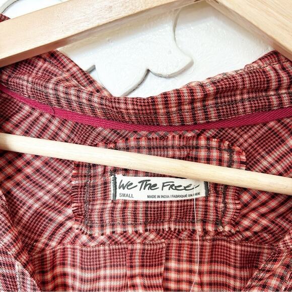NWT Free People We The Free Red Combo Plaid Catalina Remade Shirt Combo Tunic S - Picture 5 of 10